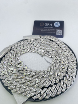GRA Diamond Chain Necklace 18 Inch 925 Sterling Silver VVS Diamond Chain