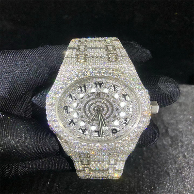 Pocket Friendly Moissanite AP Watch Hand Setting Moissanite Iced Out Watch For Men