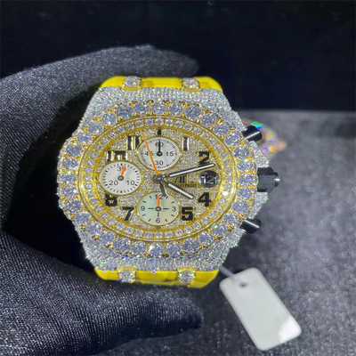Pocket Friendly Moissanite AP Watch Hand Setting Moissanite Iced Out Watch For Men