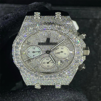 Pocket Friendly Moissanite AP Watch Hand Setting Moissanite Iced Out Watch For Men