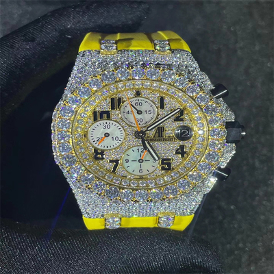 Colourless Diamond Mens Watches  Hip Hop VVS Moissanite Luxury Diamond Watches