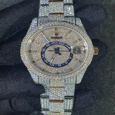 OEM Hip Hop Moissanite Mens  Iced Out Watches In Wrist