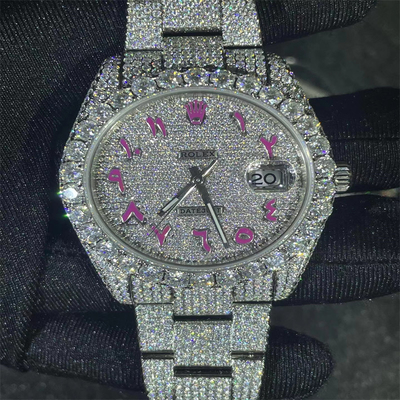 Eco Friendly Moissanite Diamond Watch VVS Moissanite Bling Mens Diamond Watches
