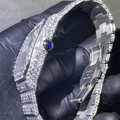 Luxury Moissanite Bust Down Watch Round Brilliant Cut Moissanite  Santos