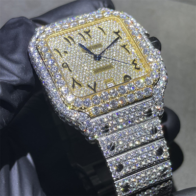 OME Moissanite Bust Down Watch VVS Cartier Moissanite Watch Bling Dial