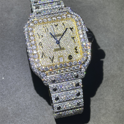 OME Moissanite Bust Down Watch VVS Cartier Moissanite Watch Bling Dial