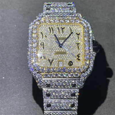 OME Moissanite Bust Down Watch VVS Cartier Moissanite Watch Bling Dial