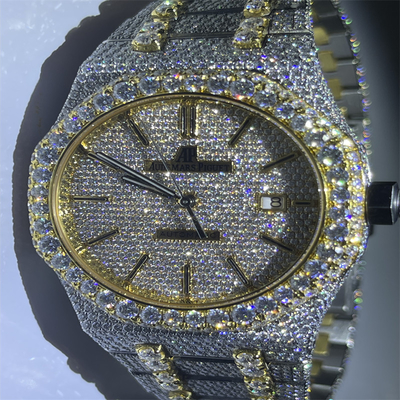 D Color Ap Diamond Watch  Bling Hand Setting Bust Down Moissanite Watch