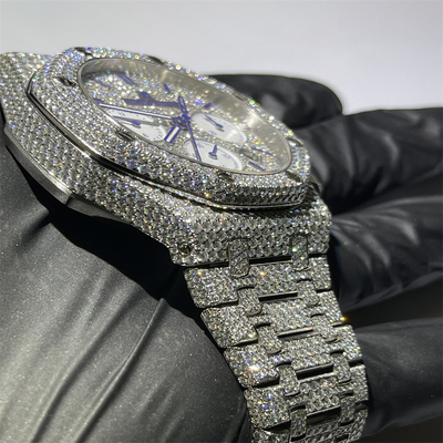 Silver Plated Moissanite AP Watch Round Brilliant Cut Ap Wrist Watch Top Brand