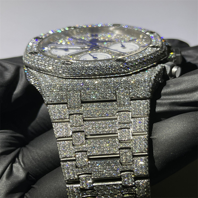 Silver Plated Moissanite AP Watch Round Brilliant Cut Ap Wrist Watch Top Brand