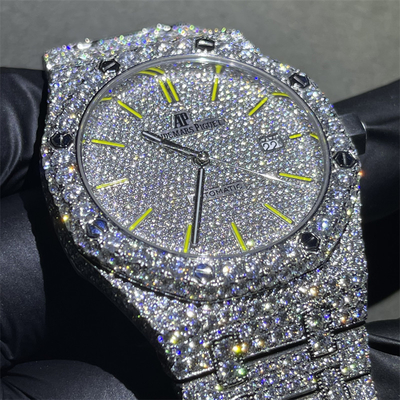 Royaloak  Moissanite Iced Out Watch 3EX 14k White Gold Diamond Watch For Men
