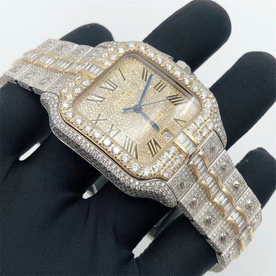 Hiphop 20Carats Moissanite Gold Watch Bling Hip Hop Diamond Watches