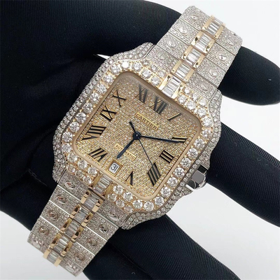 Hiphop 20Carats Moissanite Gold Watch Bling Hip Hop Diamond Watches