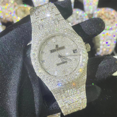 27 Carats Moissanite AP Watch Steel Bust Down AP Watch VVS Iced