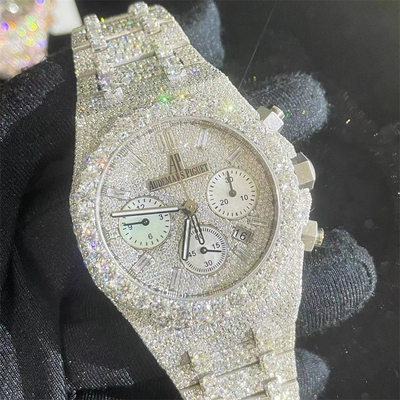 27 Carats Moissanite AP Watch Steel Bust Down AP Watch VVS Iced