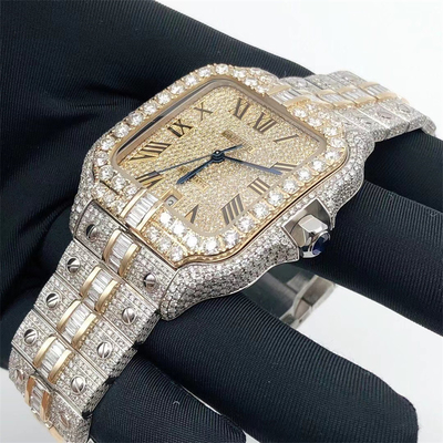 Hiphop 20Carats Moissanite Gold Watch Bling Hip Hop Diamond Watches