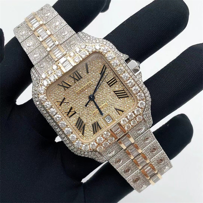 Hiphop 20Carats Moissanite Gold Watch Bling Hip Hop Diamond Watches