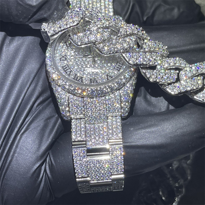 Stainless Steel Moissanite Bust Down Watch