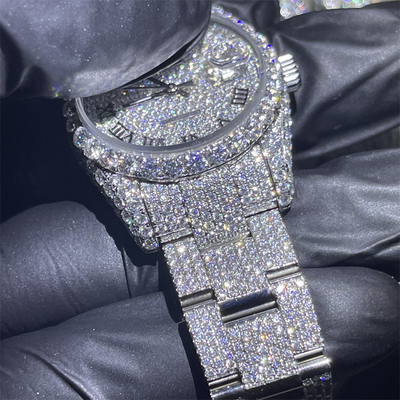 Stainless Steel Moissanite Bust Down Watch