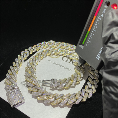 Iced Out Miami Cuban Link Chain OEM 18k Gold Cuban Link Chain 925 Sterling Silver