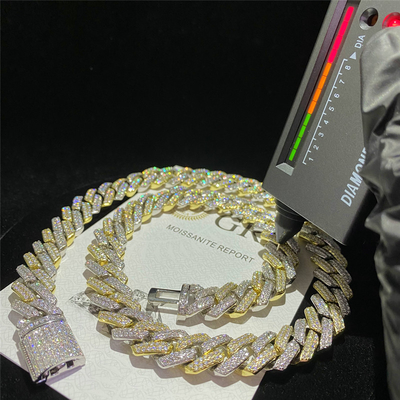 Custom Moissanite Cuban Chain Necklace 24 Inch GRA Cuban Link For Music Concert