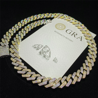 Iced Out Miami Cuban Link Chain OEM 18k Gold Cuban Link Chain 925 Sterling Silver