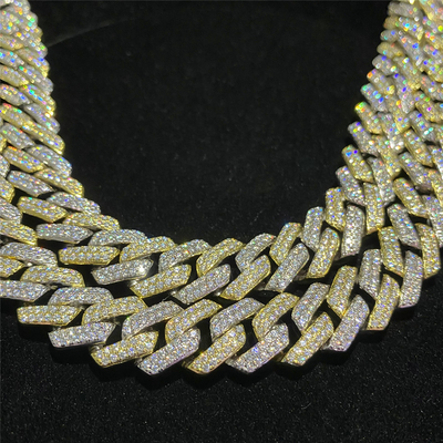 Iced Out Miami Cuban Link Chain OEM 18k Gold Cuban Link Chain 925 Sterling Silver