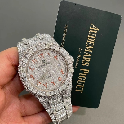 Stainelss Steel Custom Moissanite Watches Moissanite Audemars Piguet Royal Oak