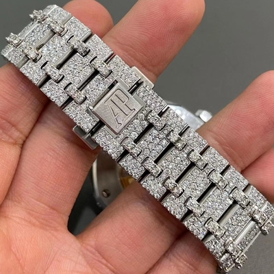 Stainelss Steel Custom Moissanite Watches Moissanite Audemars Piguet Royal Oak