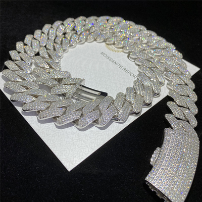 Custom Sterling Silver Moissanite Cuban Link Chain Jewelry Diamond For Men