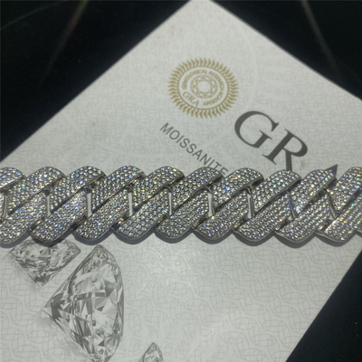 Jewelry Moissanite Hip Hop Cuban Chain 925 Sterling Silver Vvs Diamond Silver 20mm Mens