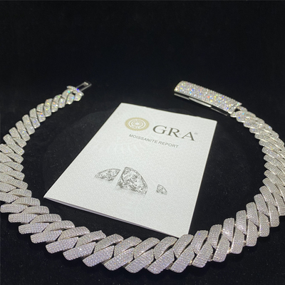 Jewelry Moissanite Hip Hop Cuban Chain 925 Sterling Silver Vvs Diamond Silver 20mm Mens