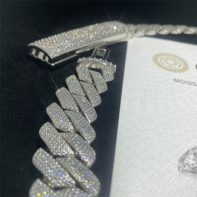 Jewelry Moissanite Hip Hop Cuban Chain 925 Sterling Silver Vvs Diamond Silver 20mm Mens