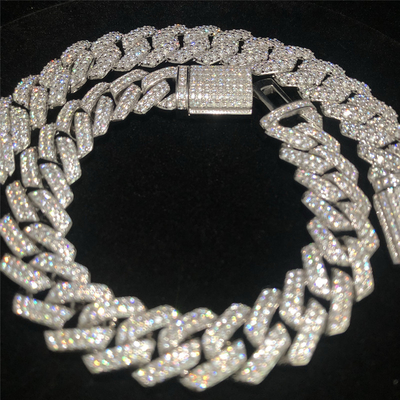 Custom S925 Silver Moissanite Cuban Link Chain Miami Bracelet Iced Out Jewelry