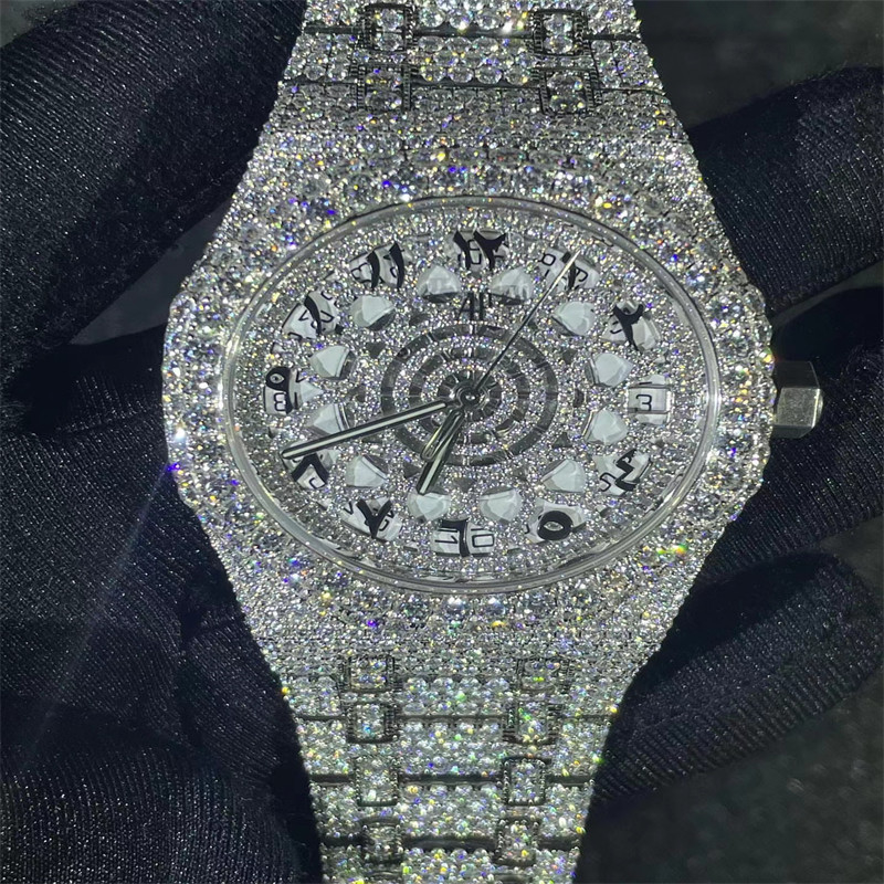 Eco Friendly Moissanite Diamond Watch VVS Moissanite Bling Mens Diamond Watches