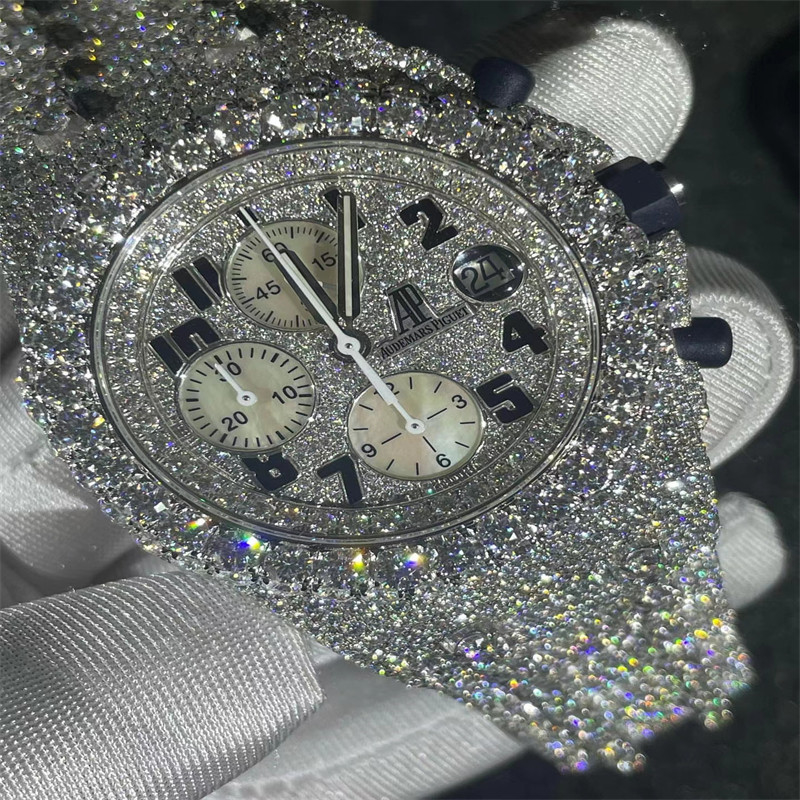 Ap Iced Out Moissanite Diamond Watch Band Bezel Temeite Luxury Gold Watch