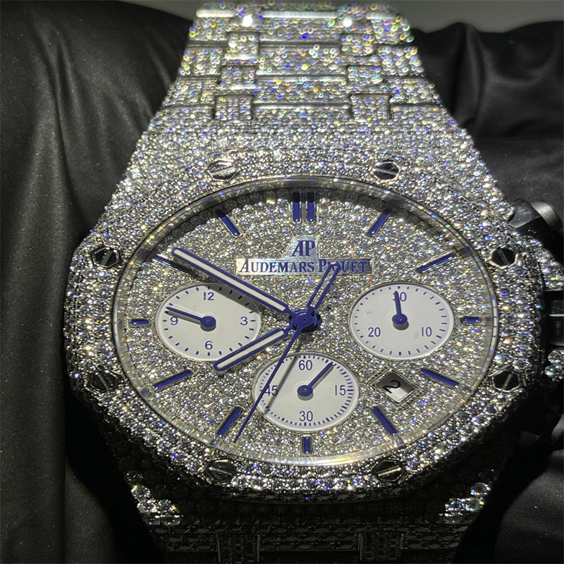 Silver Plated Moissanite AP Watch Round Brilliant Cut Ap Wrist Watch Top Brand