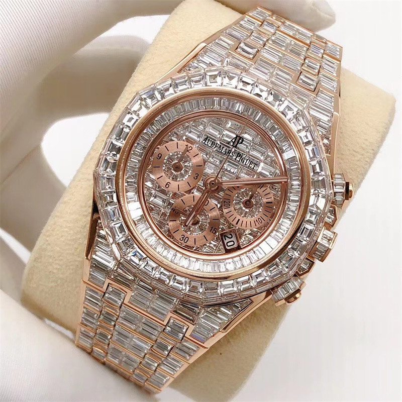 Men Brand Moissanite Diamond Watches Handmade Inlay Buss Down Watch VVS