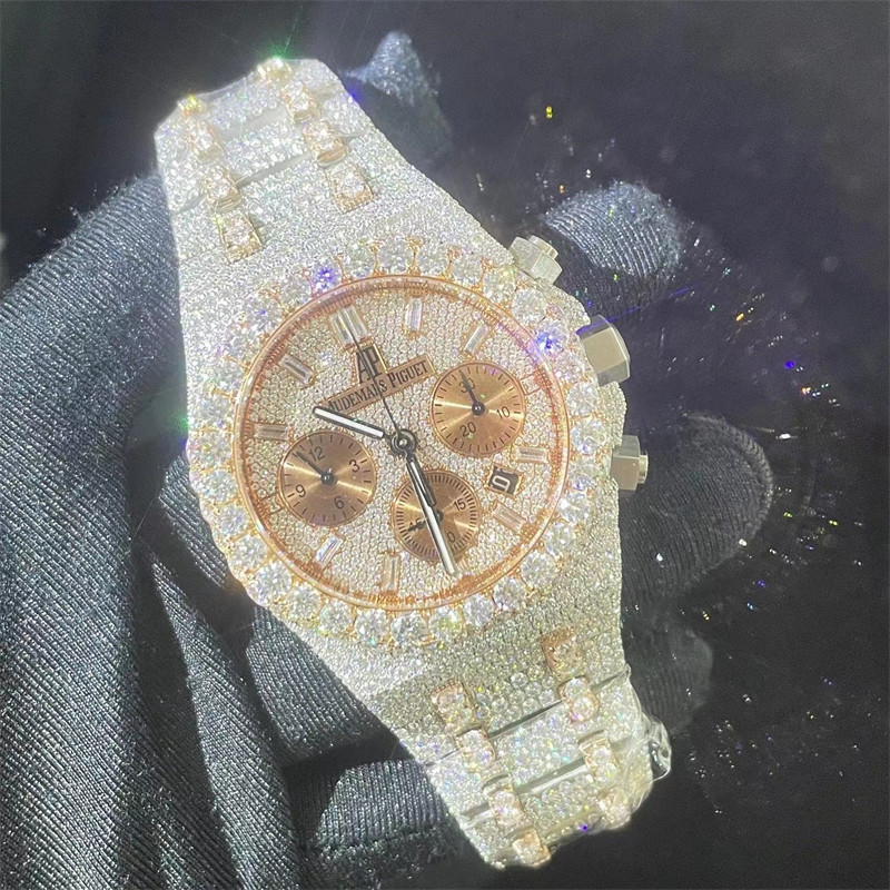 OEM Diamond Ap Watch Iced Out Date Day Hip Hop Bling VVS Ap Watch