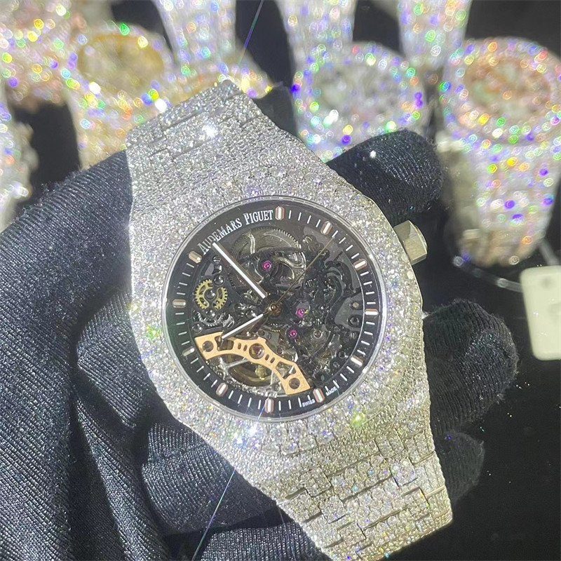 27 Carats Moissanite AP Watch Steel Bust Down AP Watch VVS Iced