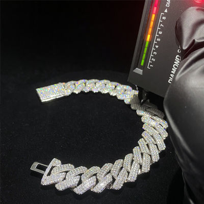 Argent glacé Vvs du bracelet à chaînes 925 de Miami Moissanite Cuban Link pour Jewelry Company