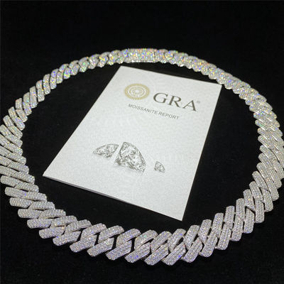 Miami a glacé hors des frappeurs à chaînes 925 Sterling Silver Iced Out de Cuban Link des hommes de Moissanite