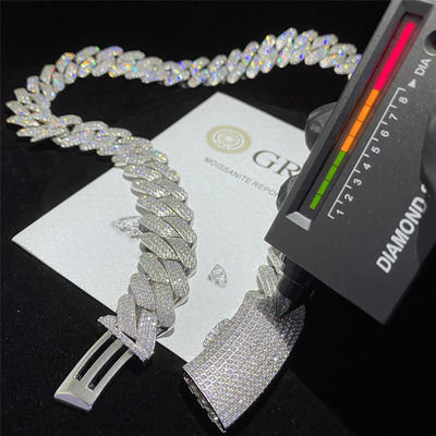 Miami a glacé les frappeurs à chaînes 925 Sterling Silver de Cuban Link VVS Moissanite des hommes