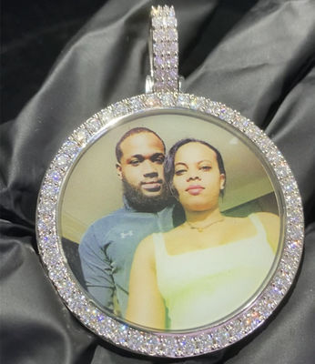 Pendant fait sur commande d'image de photo de Moissanite glacé hors des hommes de Hip Hop Bling