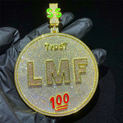 Glacé argent cubain pendant VVS du diamant 925 de collier de Moissanite Hip Hop